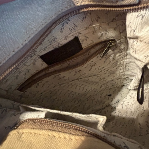 Myra Monochrome Upcycled Canvas & Cowhide Messenger Bag - Picture 3 of 3